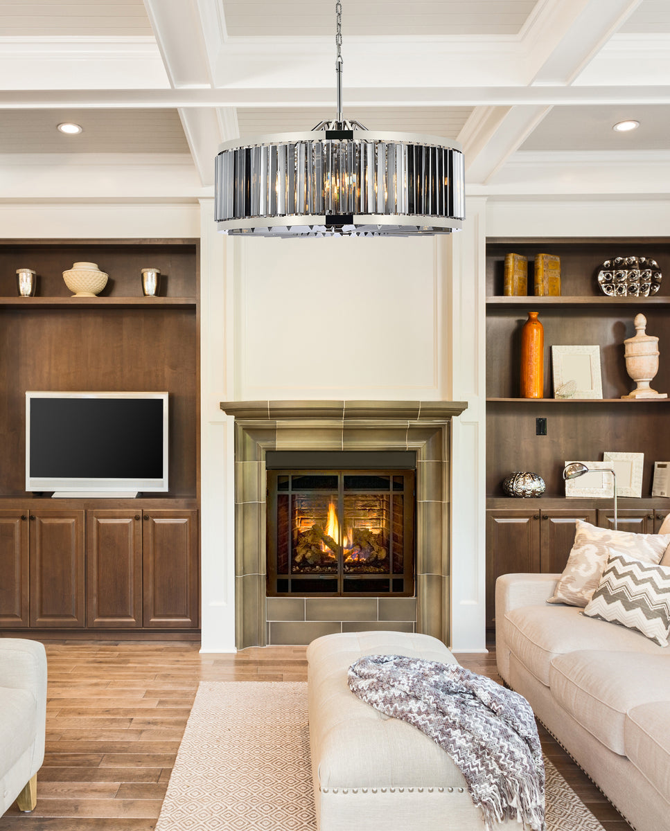 Chelsea 10 light polished nickel Chandelier Silver Shade (Grey) Royal Cut Crystal