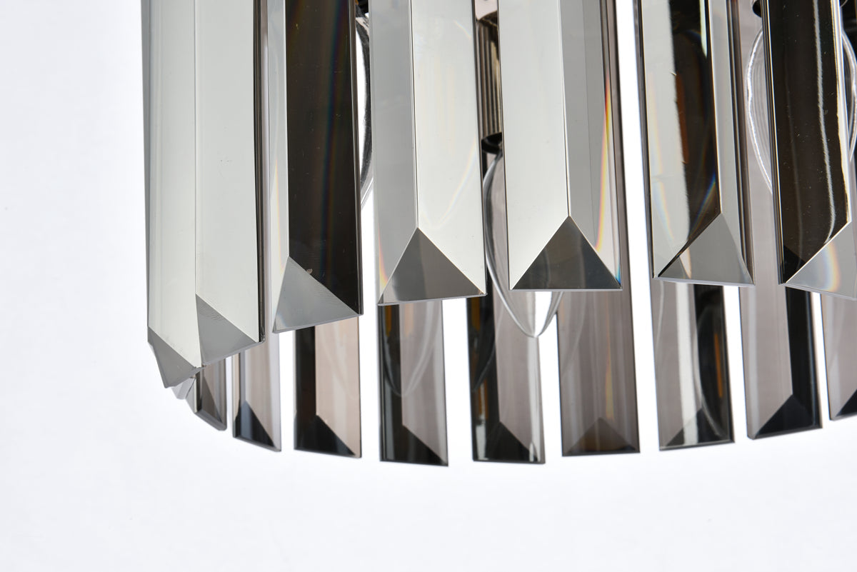 Sydney 3 light polished nickel Pendant Silver Shade (Grey) Royal Cut Crystal