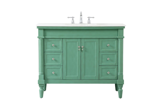 42 inch Single bathroom vanity in vintage mint