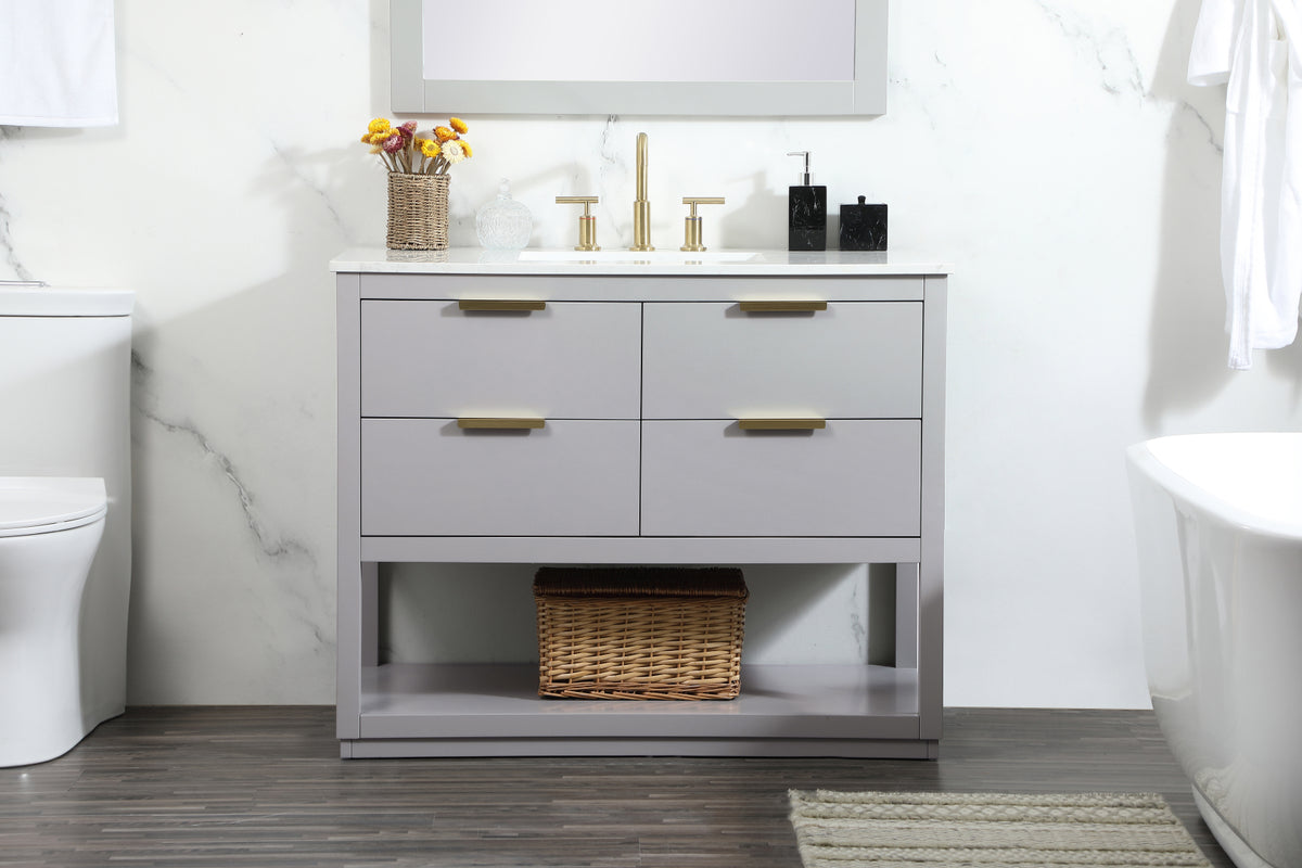 42 inch Single bathroom vanity in grey