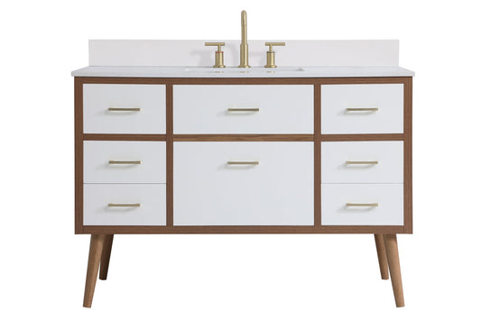 48 inch bathroom Vanity in White with Backsplash