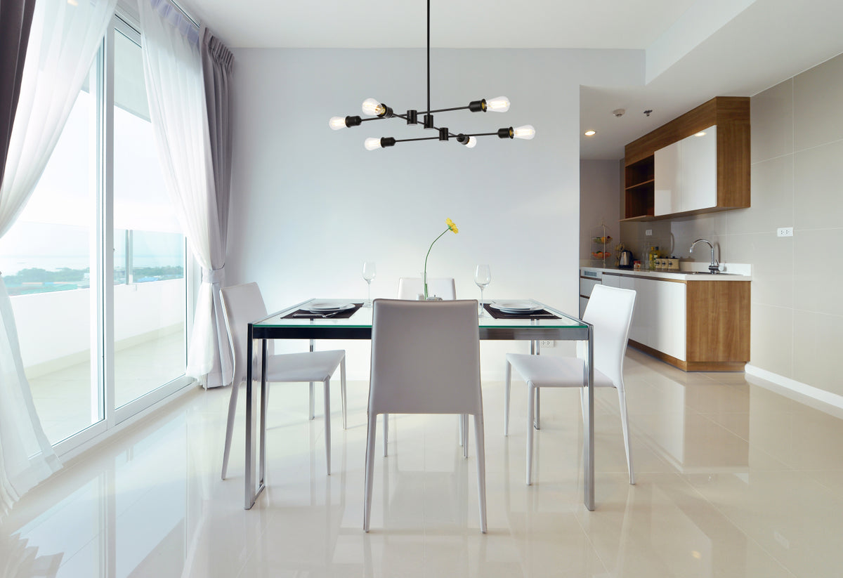 Xavier 6 lights pendant in black