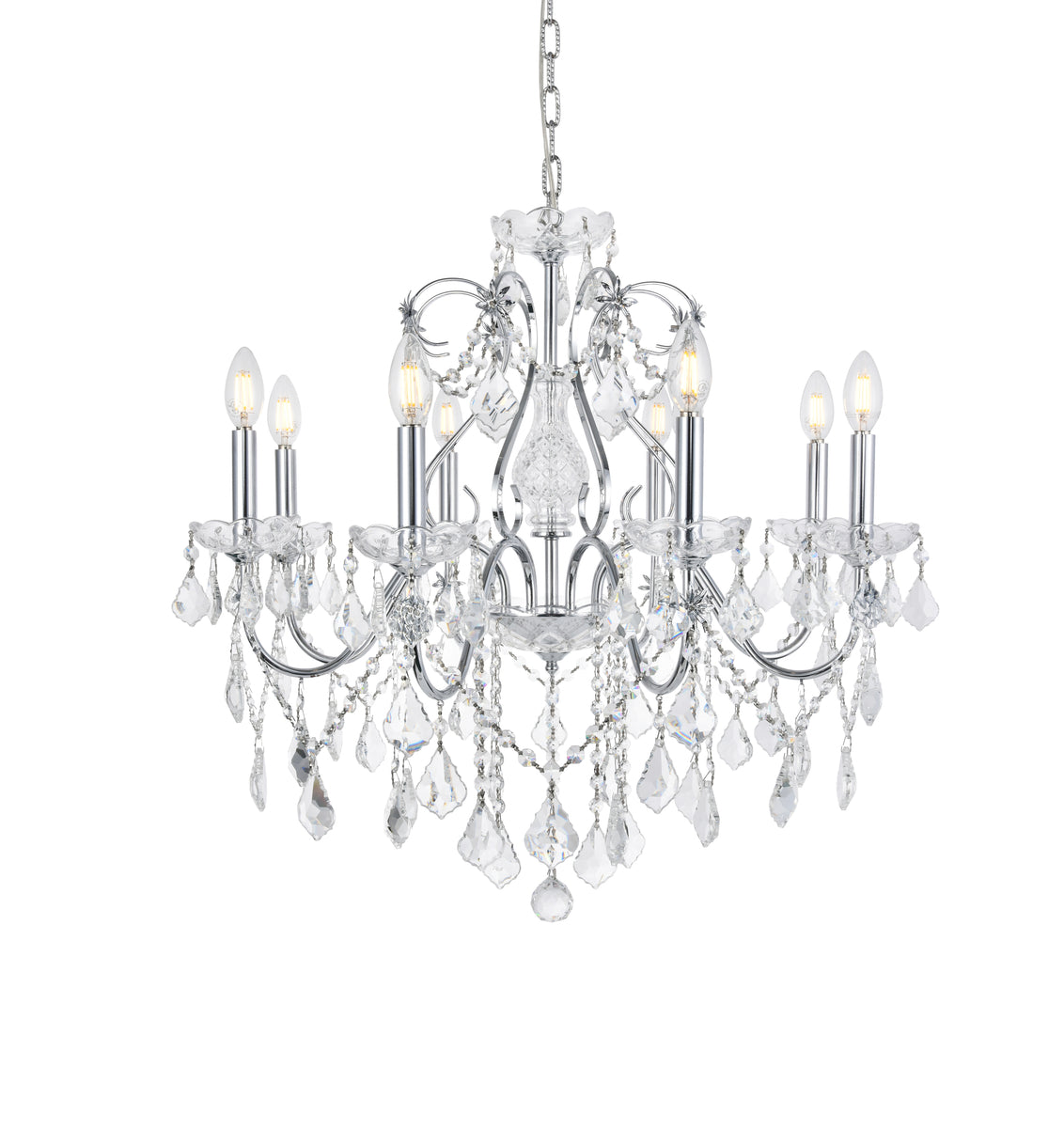 St. Francis 8 light Chrome Chandelier Clear Royal Cut Crystal