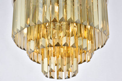 Sydney 9 light polished nickel Flush Mount Golden Teak (Smoky) Royal Cut Crystal