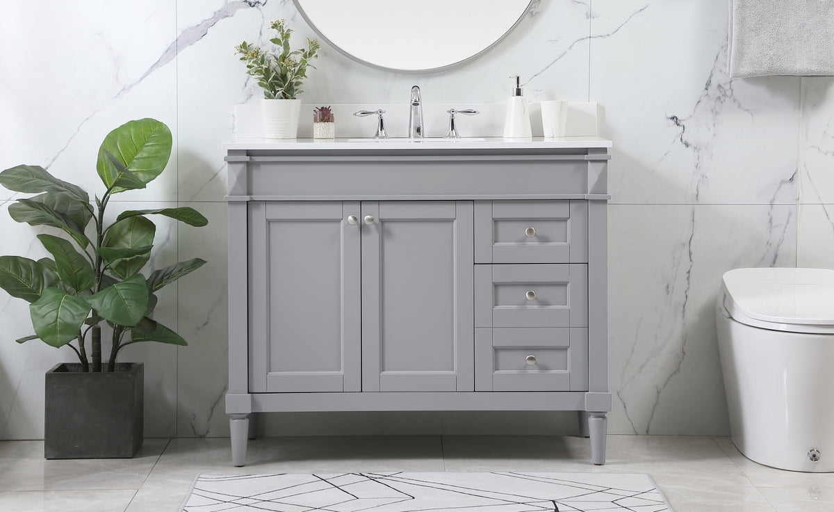42 inch Single bathroom vanity in grey with backsplash