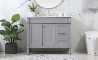 42 inch Single bathroom vanity in grey with backsplash