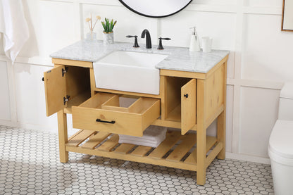 48 inch Single bathroom vanity in natural wood