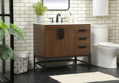 36 inch Single bathroom vanity in walnut