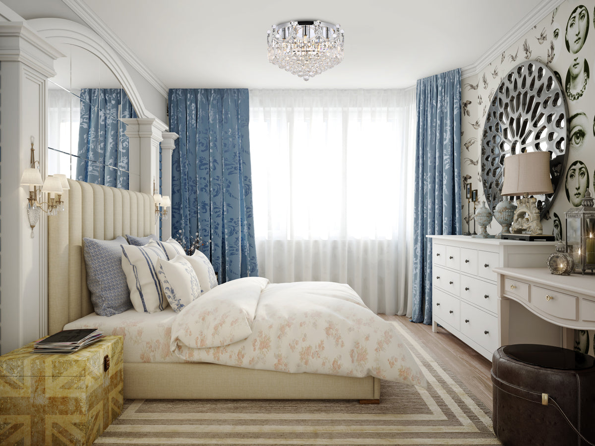 Corona 9 light Chrome Flush Mount Clear Royal Cut Crystal