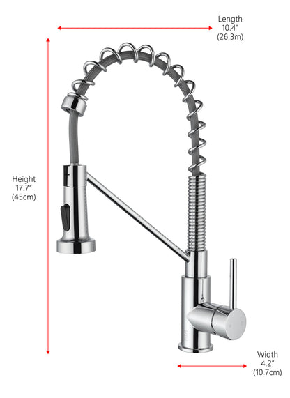 Yara Single Handle Pull Down Sprayer Kitchen Faucet in Chrome