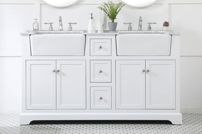 60 inch double bathroom vanity in white
