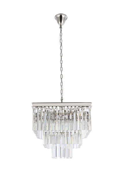 Sydney 21.5 inch square crystal chandelier in polished nickel