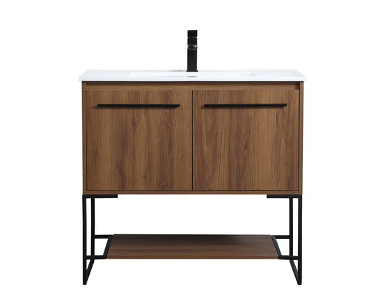 36 inch  Single Bathroom Vanity in Walnut Brown