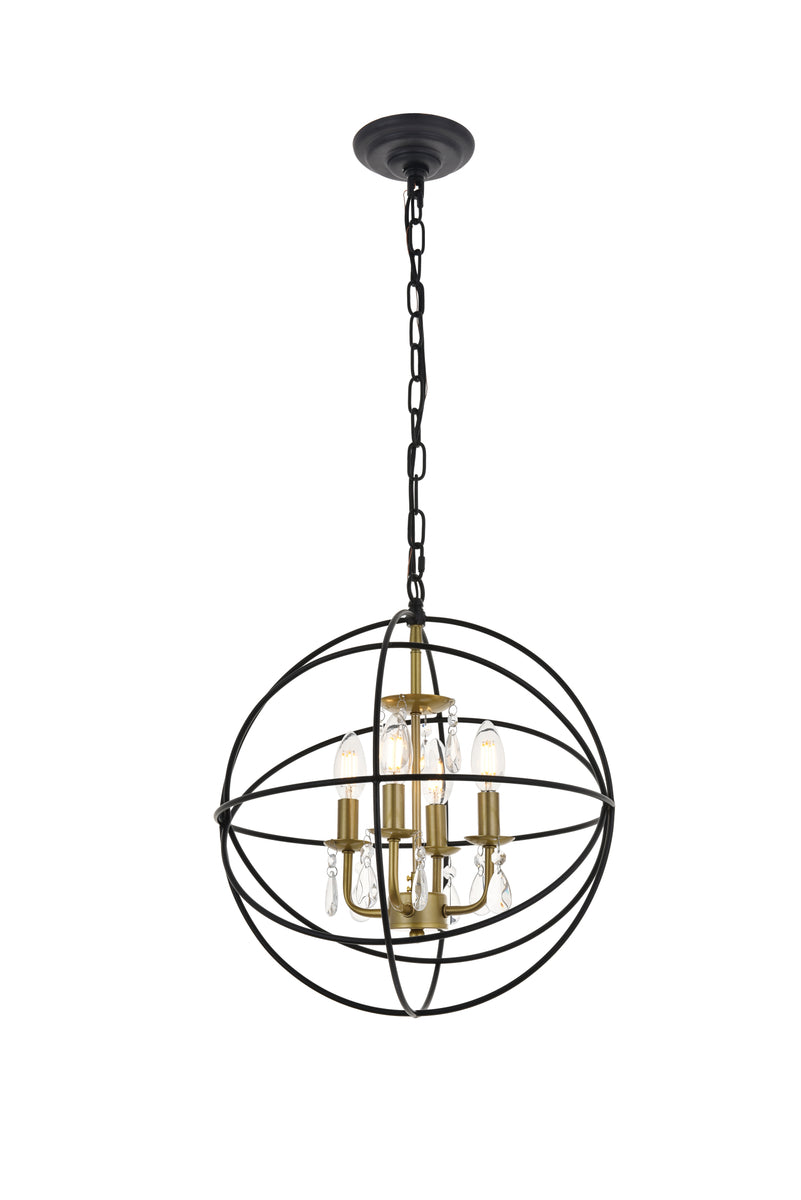 Wallace 4 light Matte Black and Brass Pendant