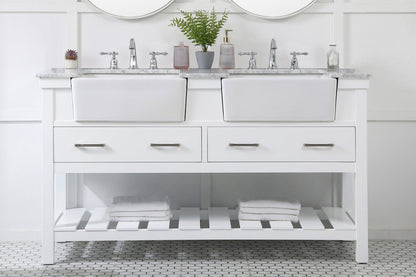 60 inch double bathroom vanity in white
