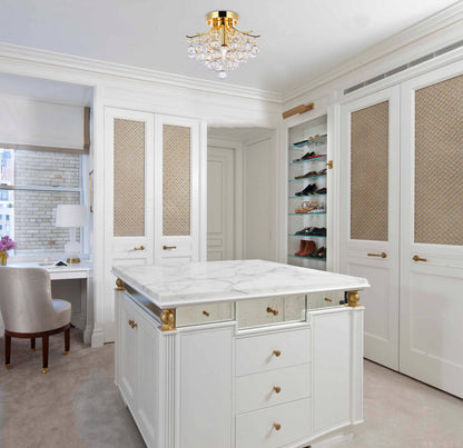 Toureg 3 light Gold Flush Mount Clear Royal Cut Crystal