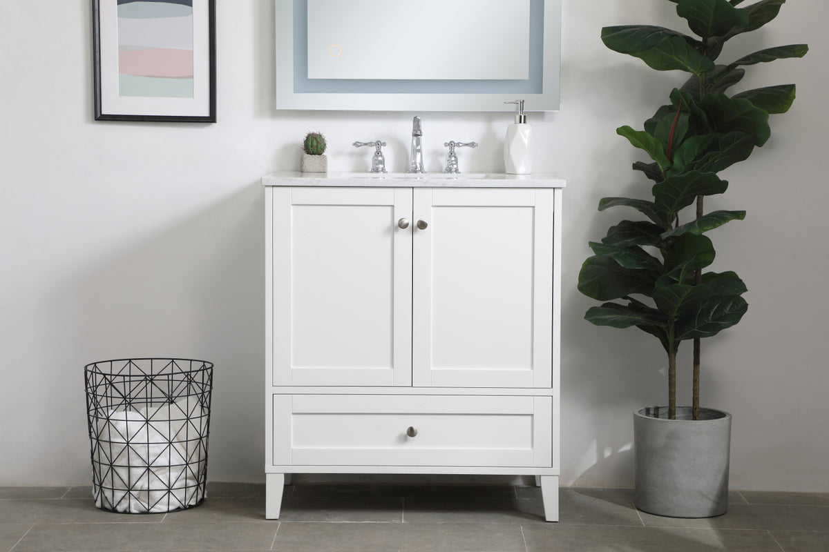 30 inch Single Bathroom Vanity in White