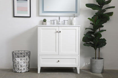 30 inch Single Bathroom Vanity in White