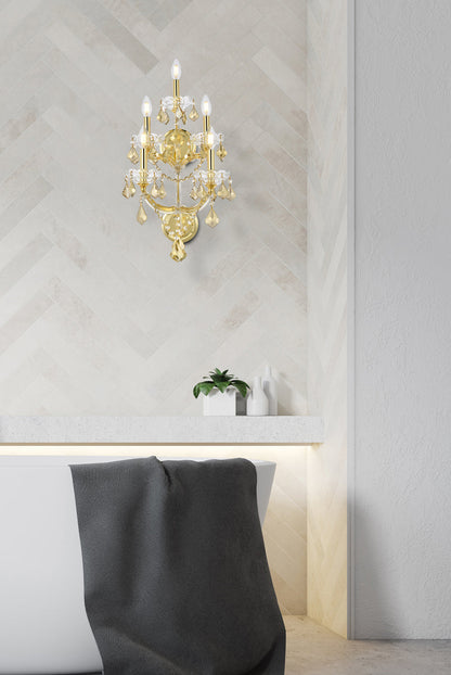 Maria Theresa 5 light Gold Wall Sconce Golden Teak (Smoky) Royal Cut Crystal