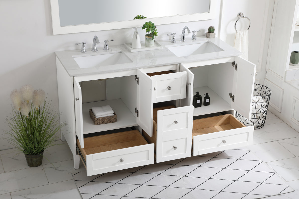 60 inch Double Bathroom Vanity in White