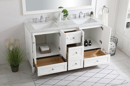 60 inch Double Bathroom Vanity in White