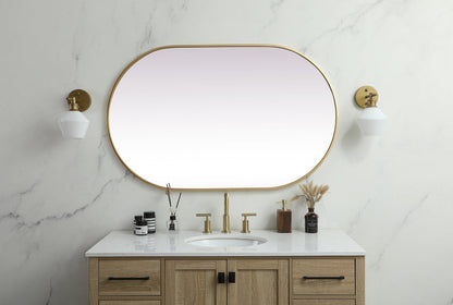 Metal Frame Oval Mirror 30x48 Inch in Brass