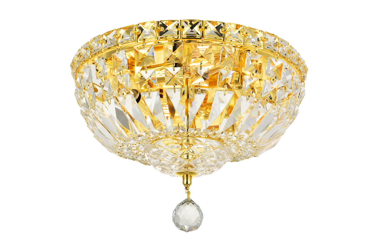 Tranquil 4 light Gold Flush Mount Clear Royal Cut Crystal