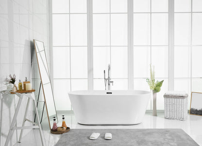 65 inch soaking roll top bathtub in glossy white