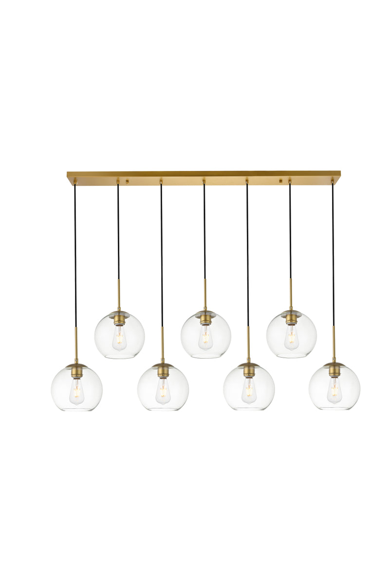 Baxter 7 Lights Brass Pendant With Clear Glass