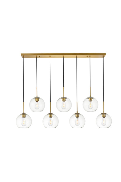 Baxter 7 Lights Brass Pendant With Clear Glass