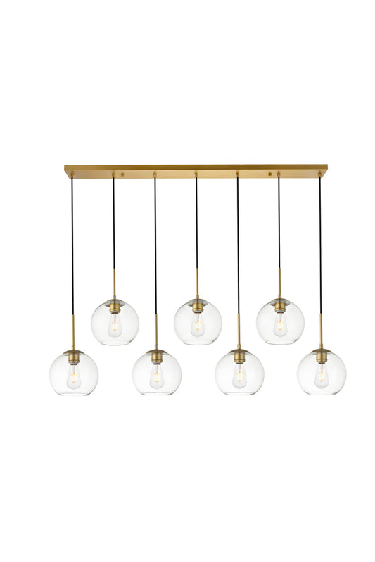 Baxter 7 Lights Brass Pendant With Clear Glass