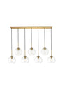 Baxter 7 Lights Brass Pendant With Clear Glass
