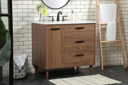 36 inch Single bathroom vanity in walnut brown
