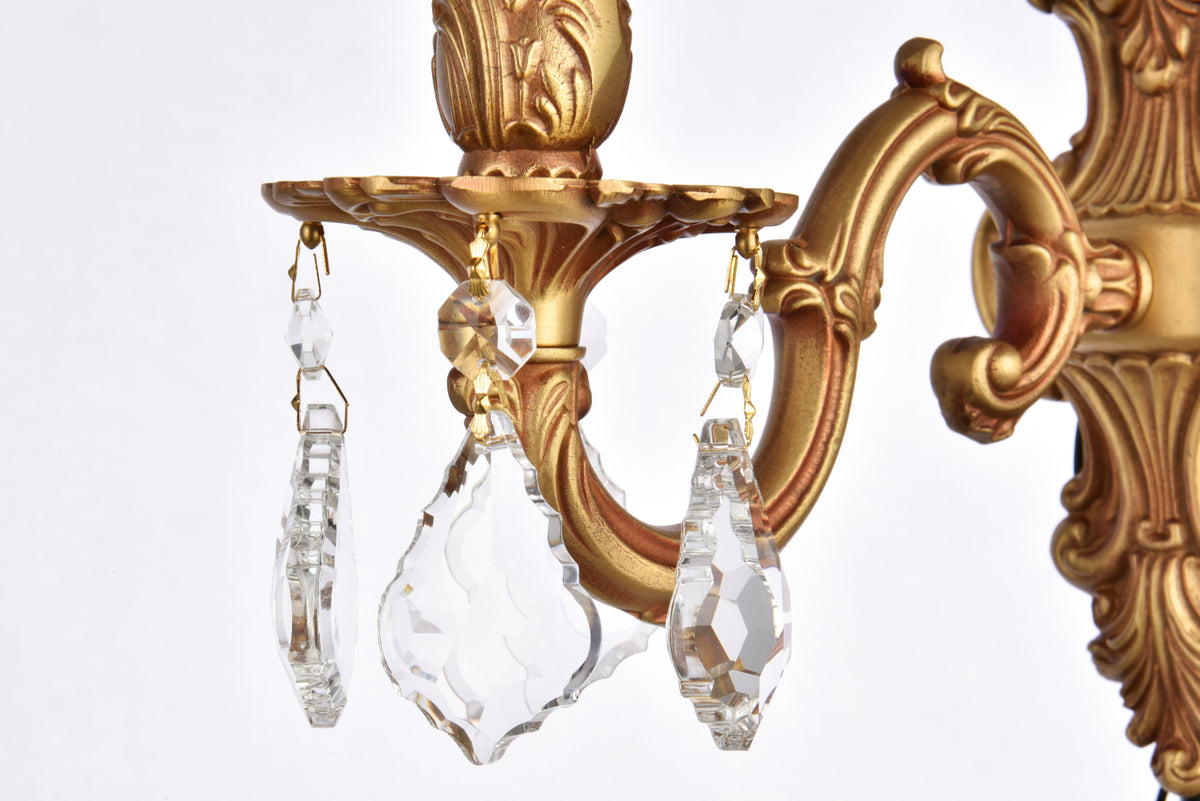 Monarch 1 light French Gold Wall Sconce Clear Royal Cut Crystal