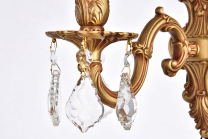 Monarch 1 light French Gold Wall Sconce Clear Royal Cut Crystal