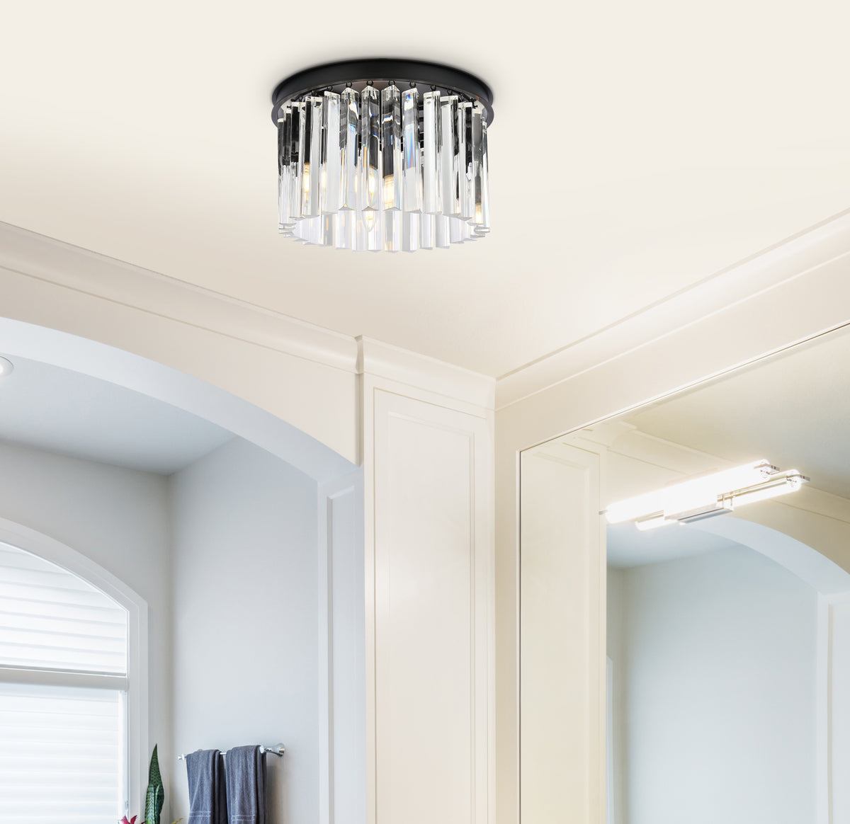 Sydney 3 light Matte Black Flush Mount Clear Royal Cut Crystal
