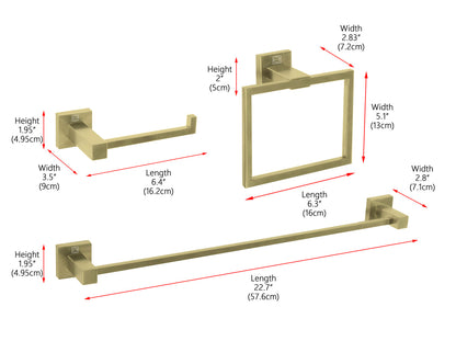 Isla 3-Piece Bathroom Hardware Set in Brushed Gold