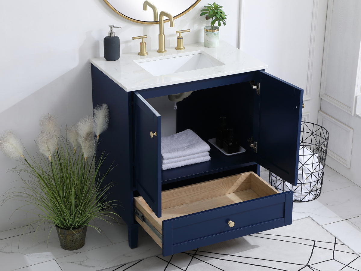 30 inch Single Bathroom Vanity in Blue