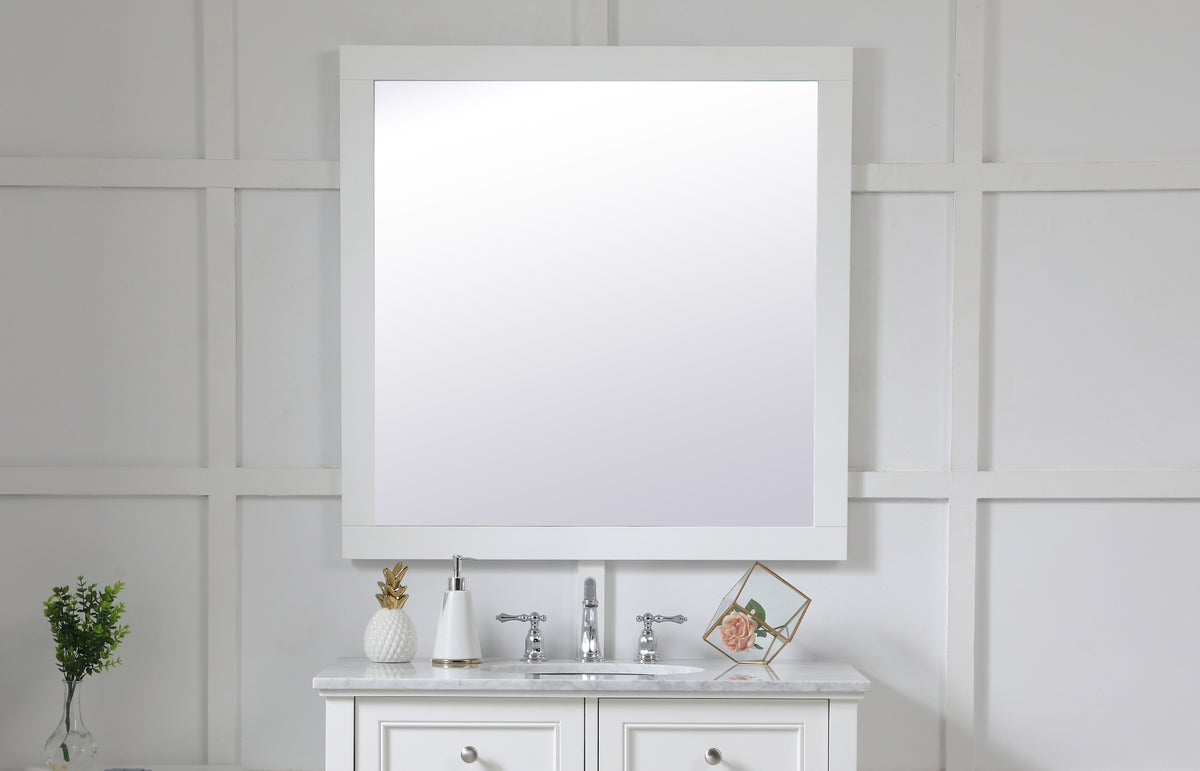 Aqua square vanity mirror 36 inch in White