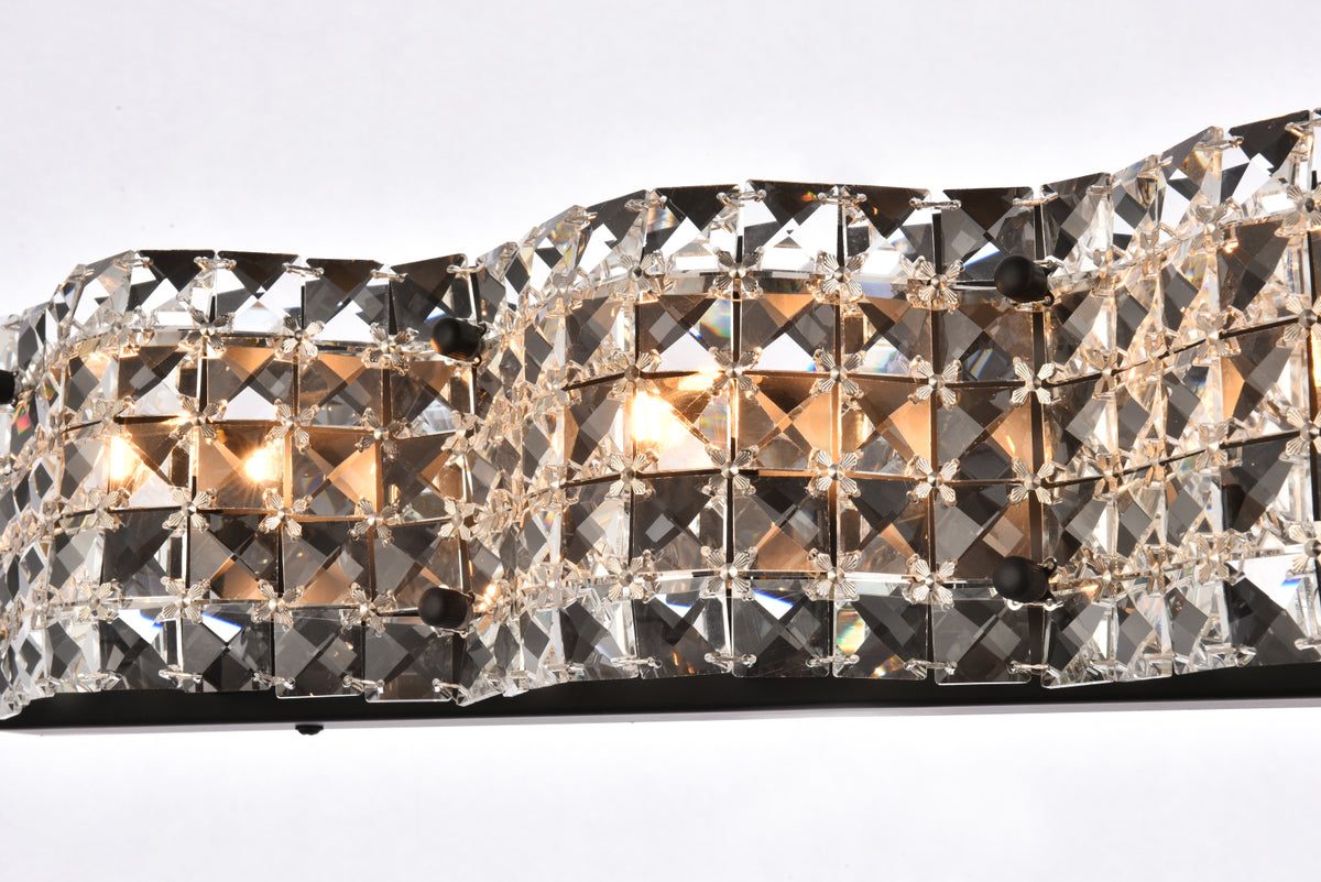 Ollie 4 light bath sconce in black with clear crystals