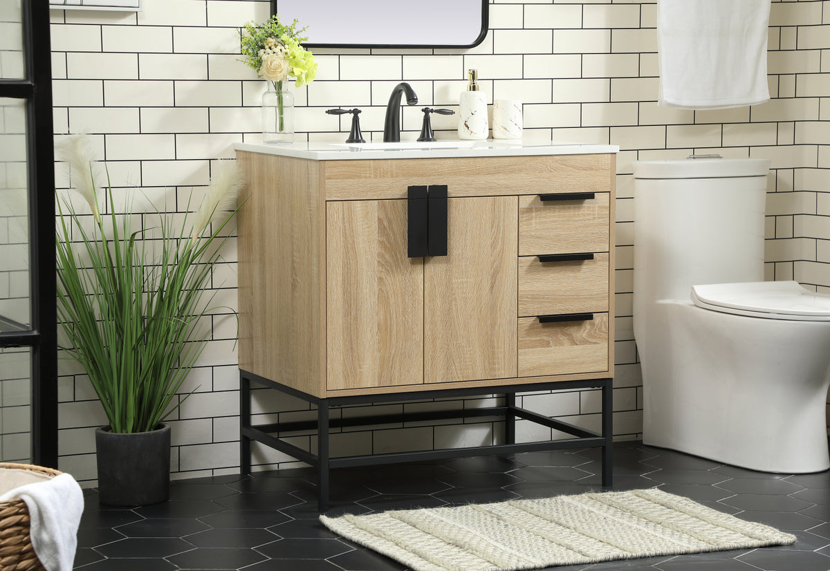 32 inch Single bathroom vanity in mango wood