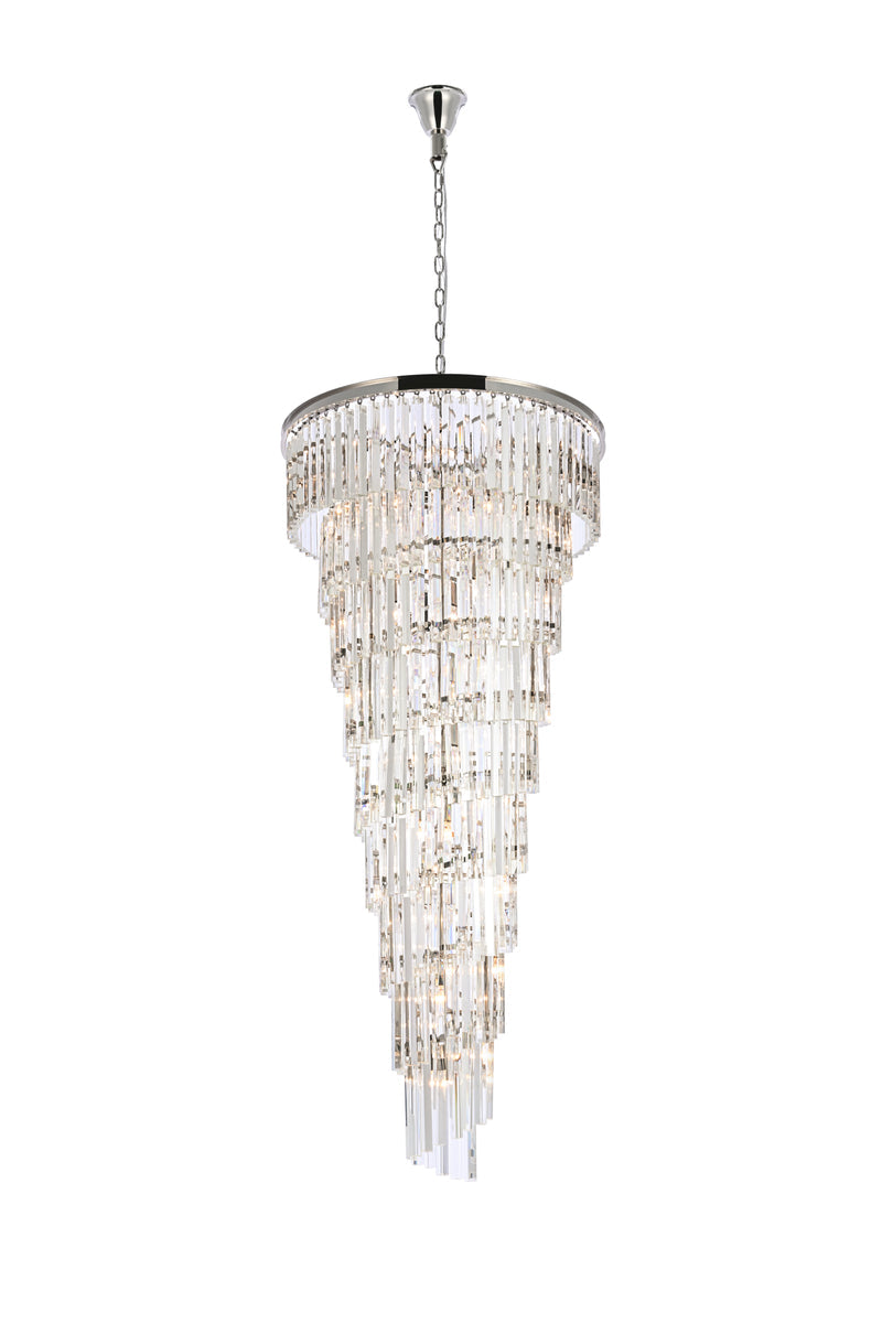 Sydney 30 inch spiral crystal chandelier in polished nickel