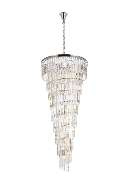 Sydney 30 inch spiral crystal chandelier in polished nickel