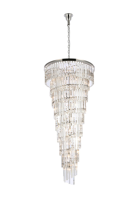 Sydney 30 inch spiral crystal chandelier in polished nickel