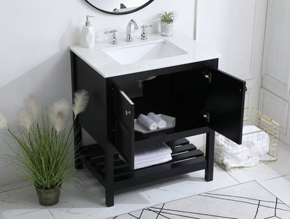 30 inch Single Bathroom Vanity in Black