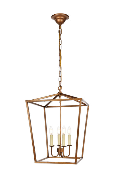 Maddox Collection Pendant D17 H24.25 Lt:4 Vintage Gold Finish