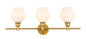 Gene 3 light Brass and Frosted white glass Wall sconce