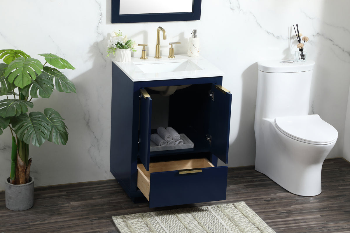 24 inch Single bathroom vanity in blue
