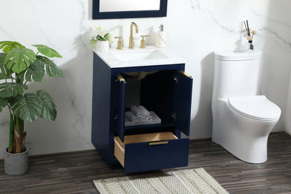 24 inch Single bathroom vanity in blue