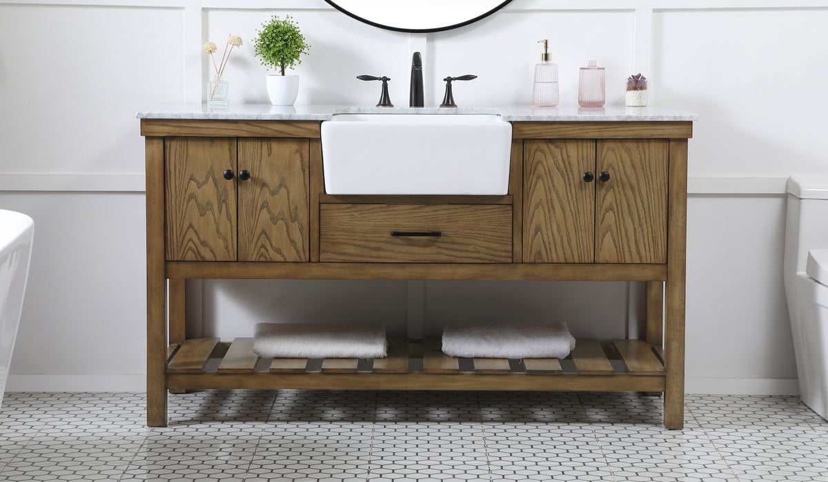 60 inch Single bathroom vanity in driftwood